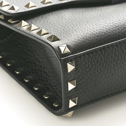 Valentino Garavani Pebbled Calfskin Medium Rockstud Flip Lock Crossbody Bag Black 8 of 9