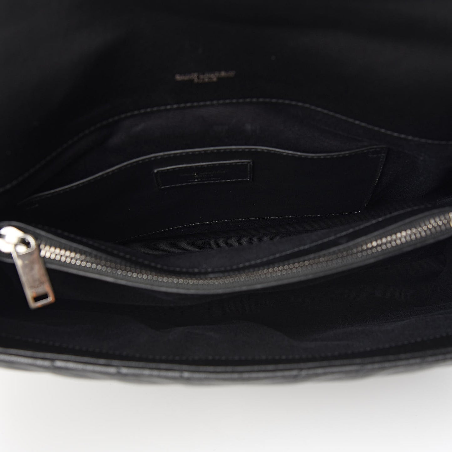 Sheepskin Matelasse Chevron Monogram Large College Satchel Black