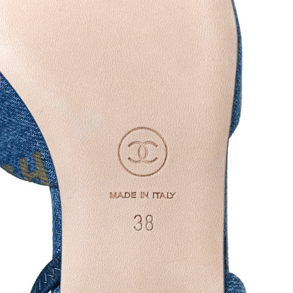 Chanel Denim Cap Toe CC Slingback Flats 38 Light Blue Multicolor 8 of 10