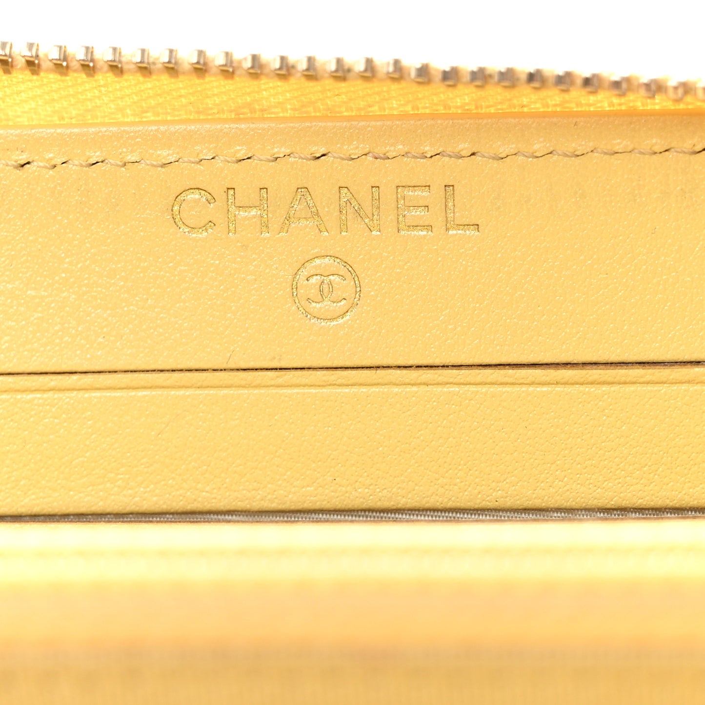 Iridescent Caviar Quilted Medium Zip Around Wallet Yellow
