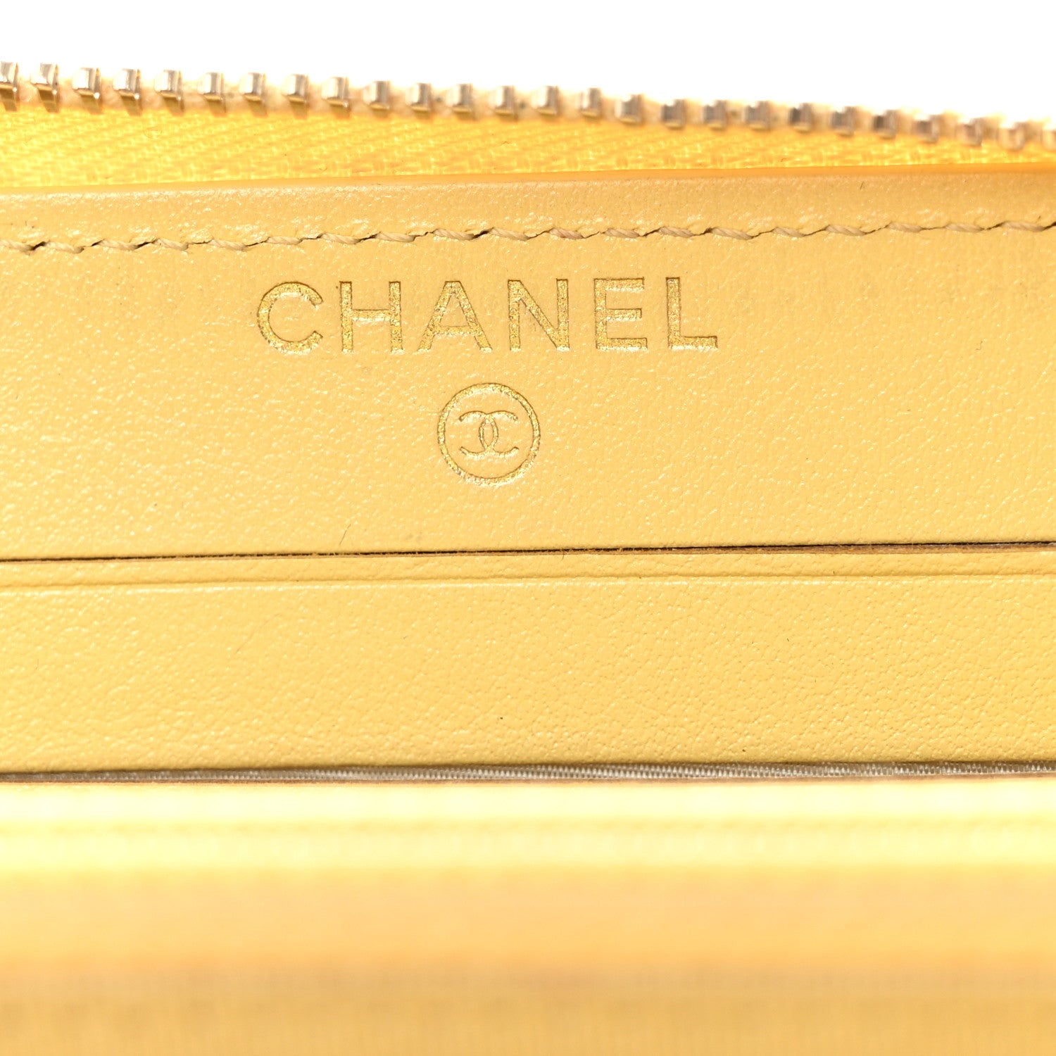 Chanel Iridescent Caviar Quilted Medium Zip Around Wallet Yellow 6 of 13