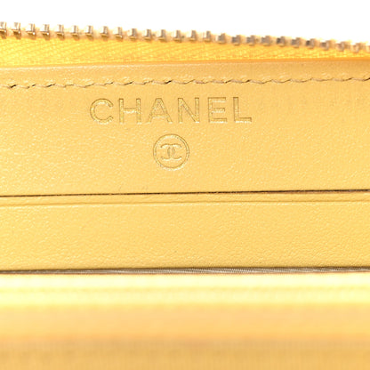 Chanel Iridescent Caviar Quilted Medium Zip Around Wallet Yellow 6 of 13