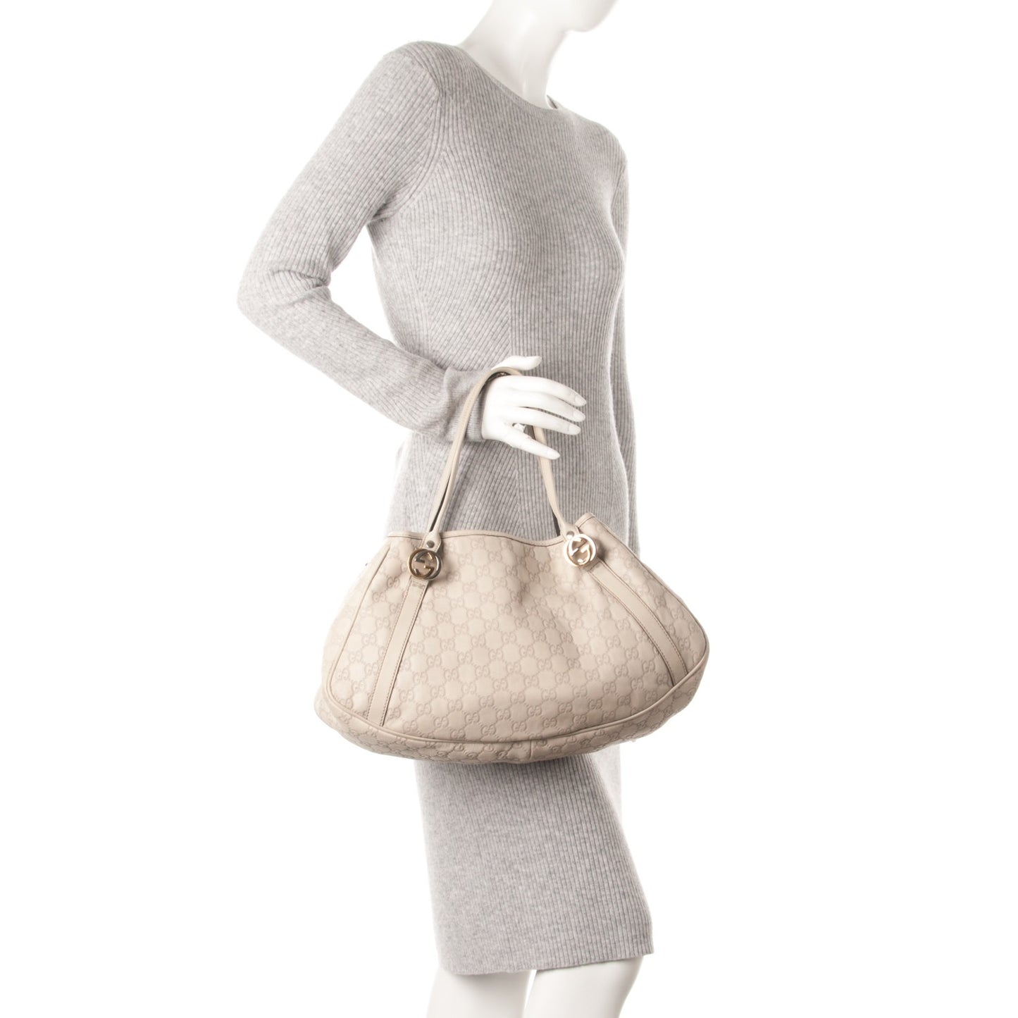 Guccissima Medium Twins Shoulder Bag Off White
