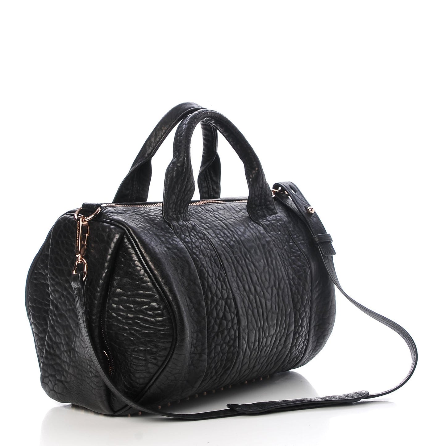 Pebbled Lambskin Rocco Black Rose Gold Hardware