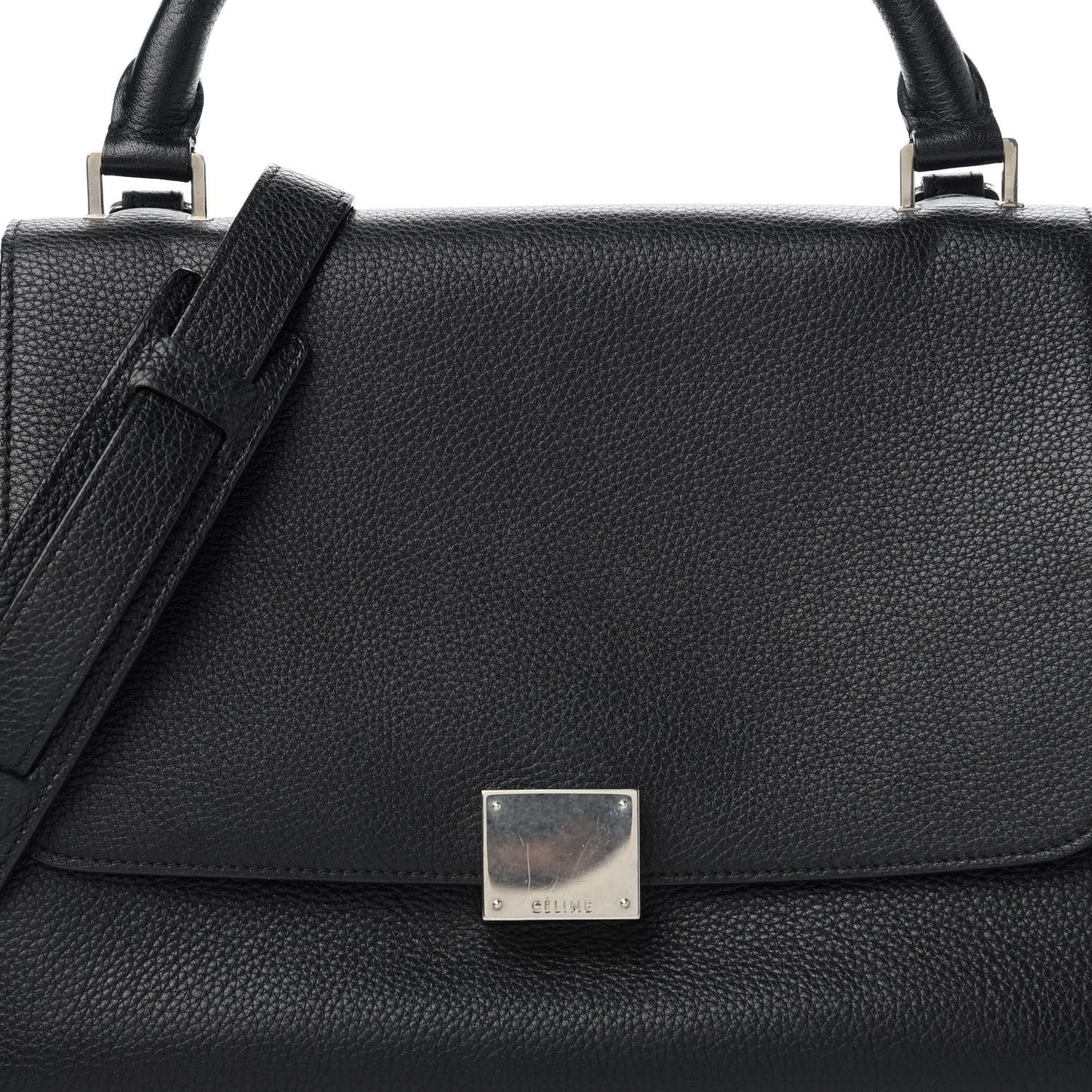 Drummed Calfskin Suede Small Trapeze Black