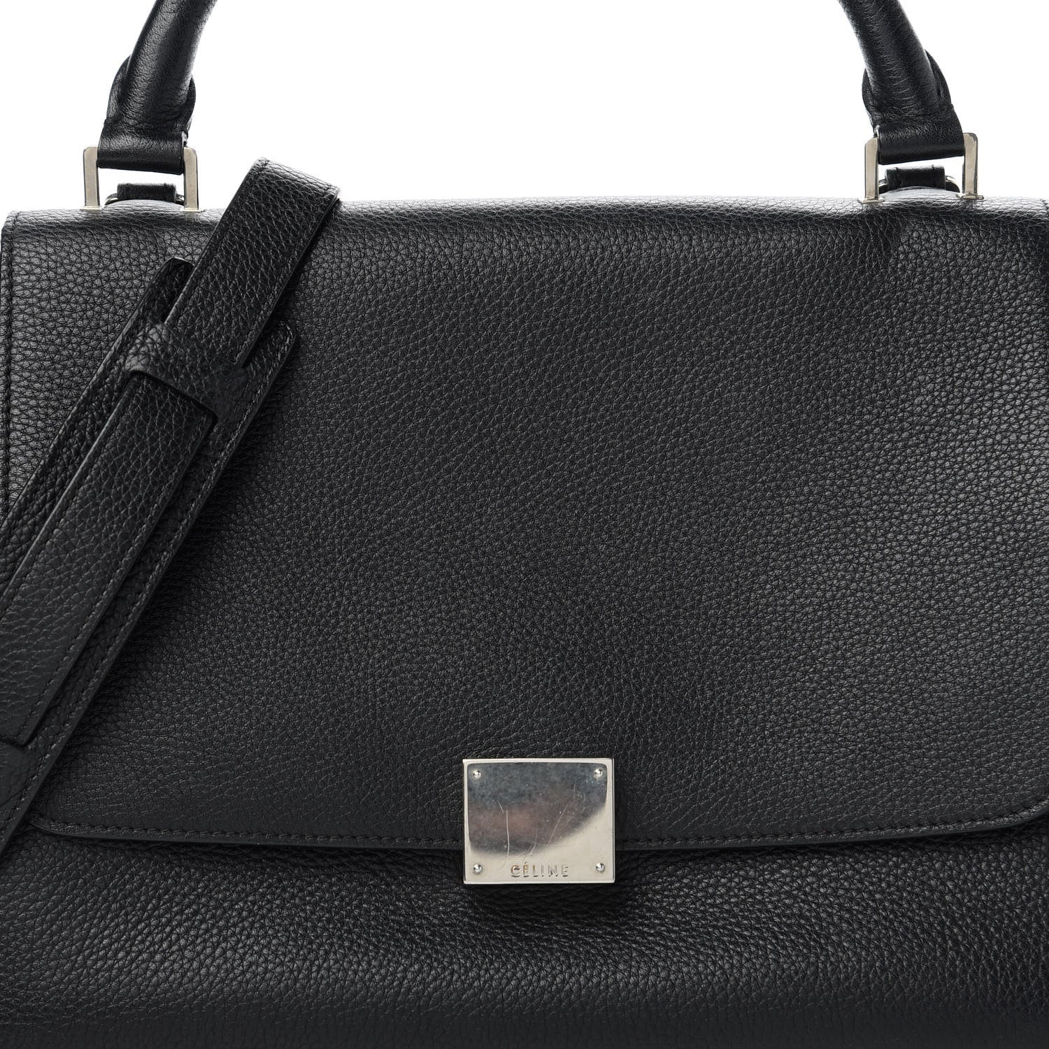 Celine Drummed Calfskin Suede Small Trapeze Black 9 of 9