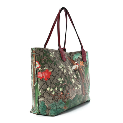 Gucci GG Supreme Monogram Tian Medium Shopping Tote Beige Multicolor Red 3 of 15