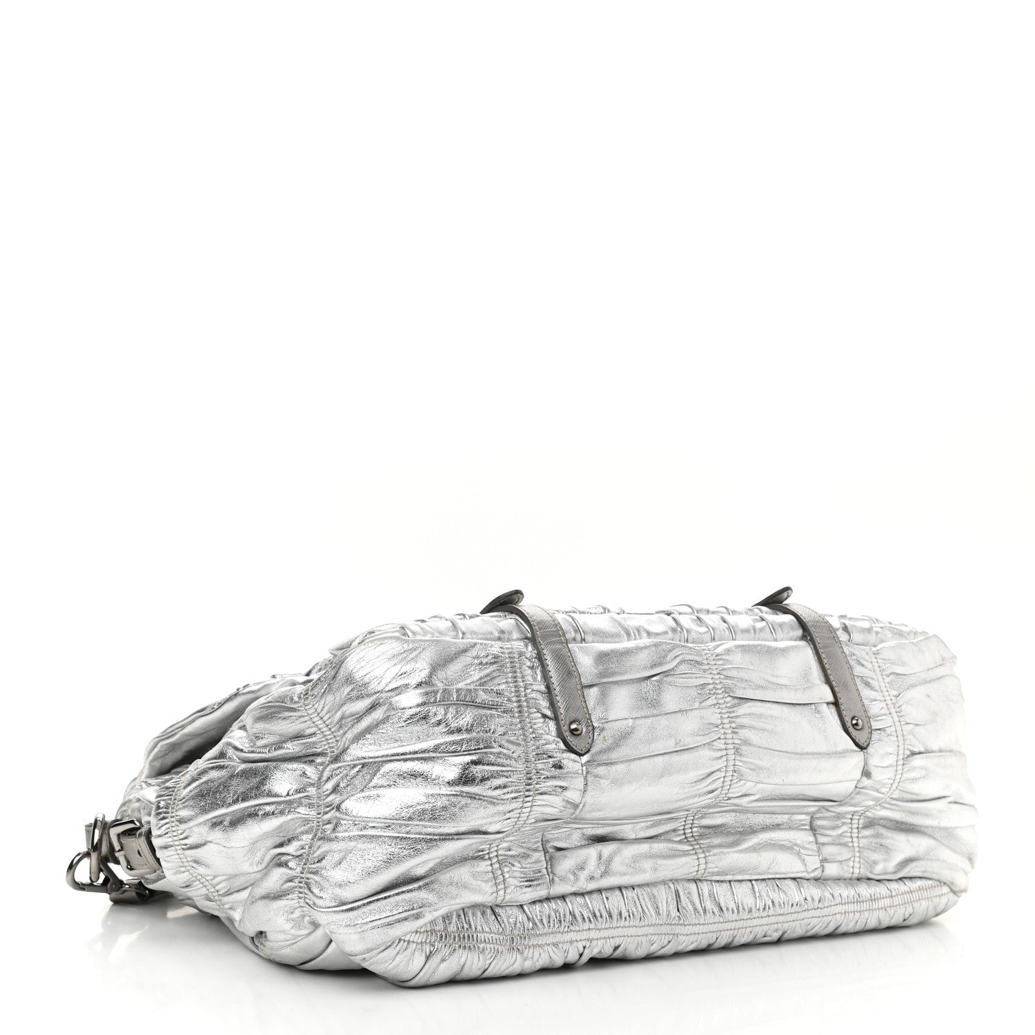 Prada Metallic Nappa Gaufre Messenger Tote Silver 4 of 20