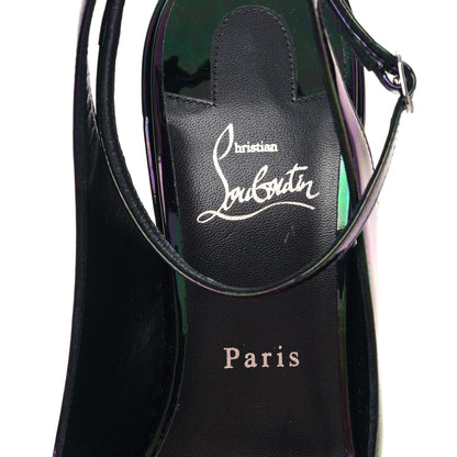 Christian Louboutin Patent Iridescent Sling Condorage 85 Wedge Pumps 39.5 Black 7 of 7