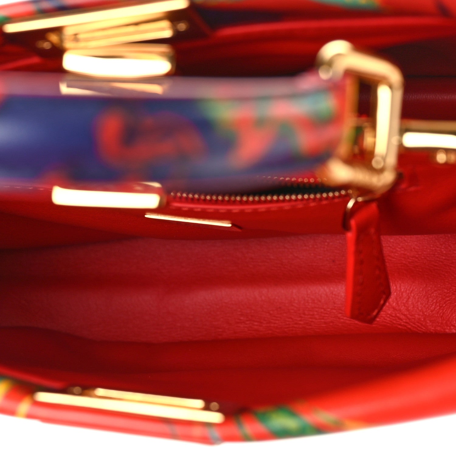 Fendi Nappa Marble Mini Peekaboo Iconic Satchel Rosso Multicolor 6 of 9