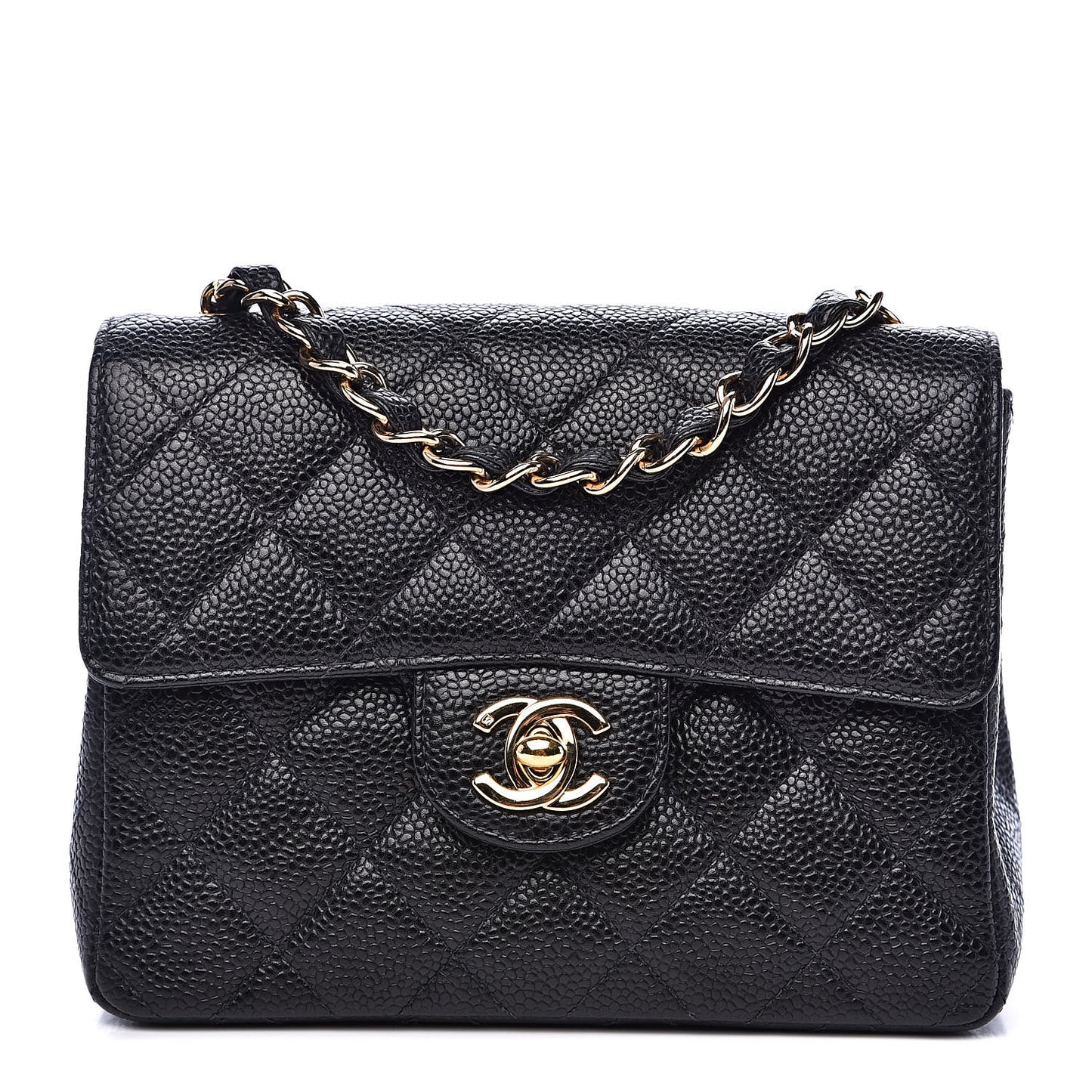Caviar Quilted Mini Square Flap Black