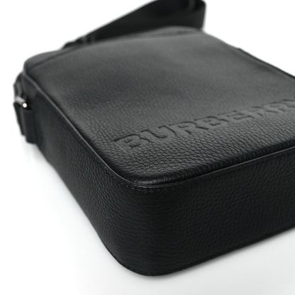 Burberry Pebbled Calfskin Logo Embossed Thornton Messenger Bag Black 7 of 8