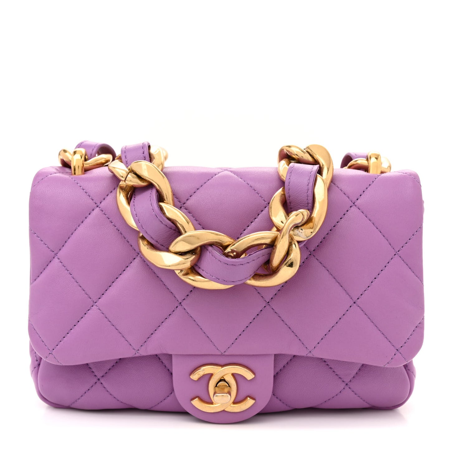 Lambskin Quilted Small CC Funky Town Flap Purple
