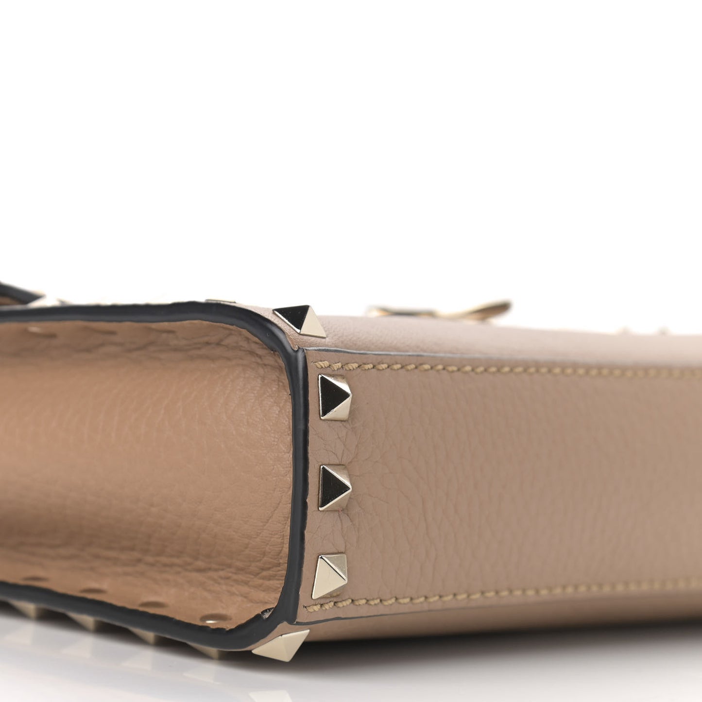 Pebbled Calfskin Medium Rockstud Flip Lock Crossbody Bag Deep Alpaca