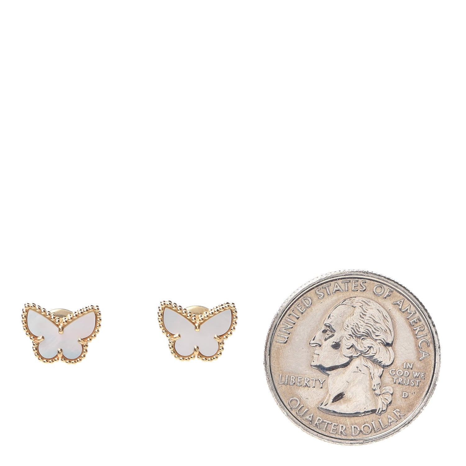Van Cleef & Arpels 18K Yellow Gold Mother of Pearl Sweet Alhambra Butterfly Earrings 2 of 5