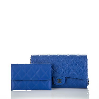 Chanel Caviar Quilted Wallet on Removable Chain Blue 5 of 9