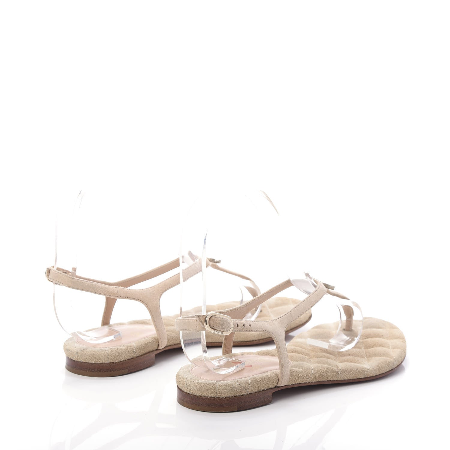 Chanel Kid Suede Crystal Dubai CC Thong Sandals 35 Beige 4 of 7