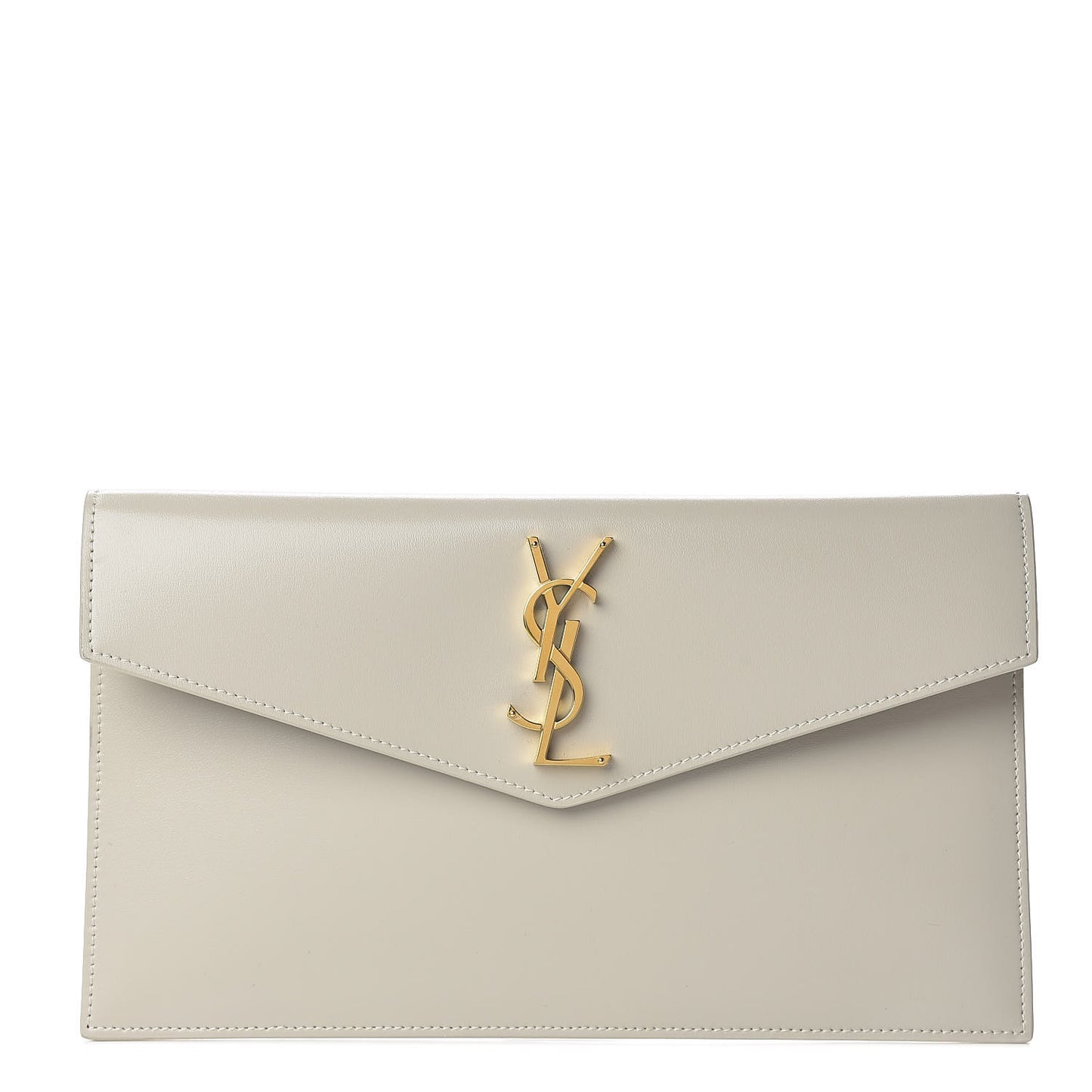 Smooth Shiny Calfskin Uptown Pouch Crema Soft