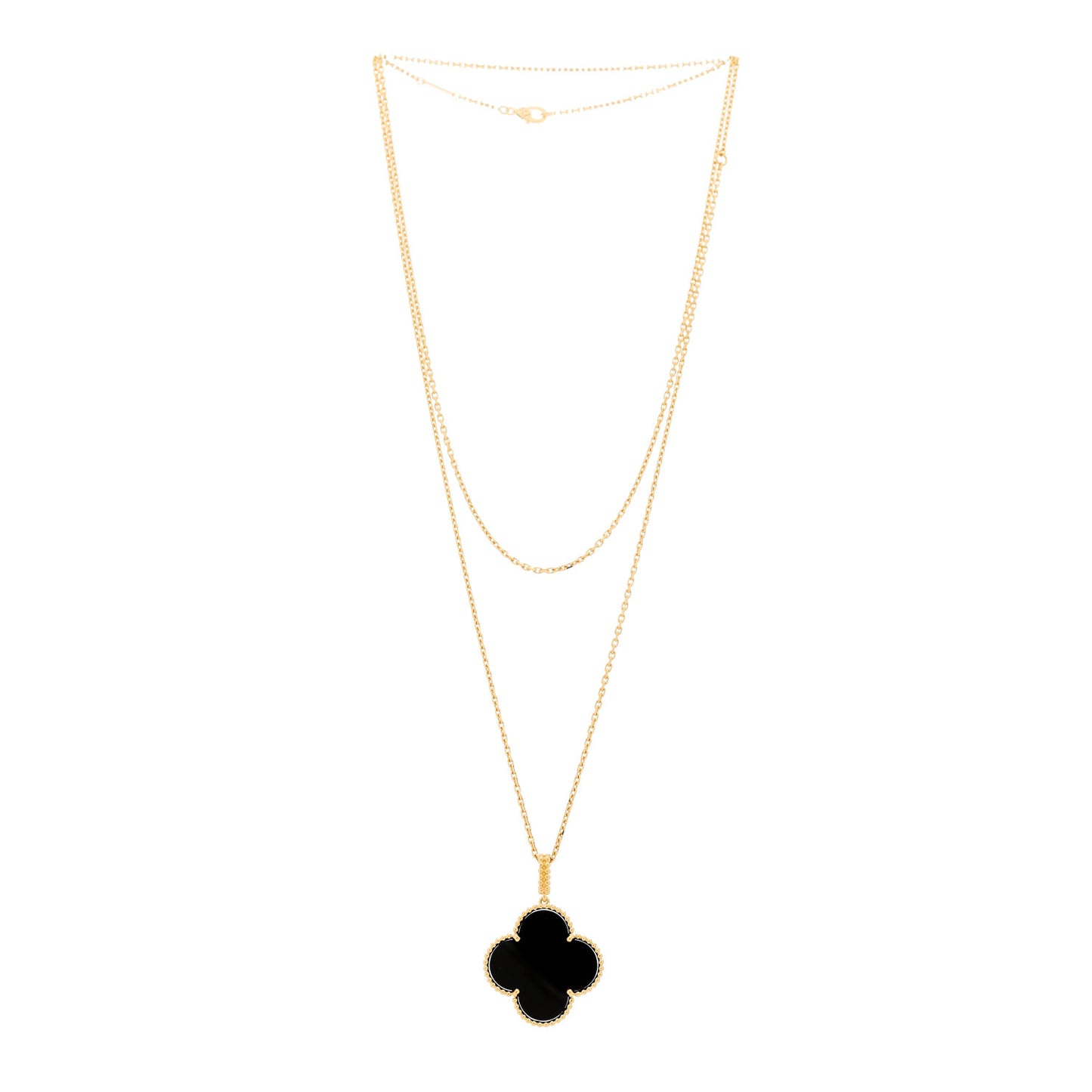 18K Yellow Gold Black Onyx Magic Alhambra Pendant Necklace