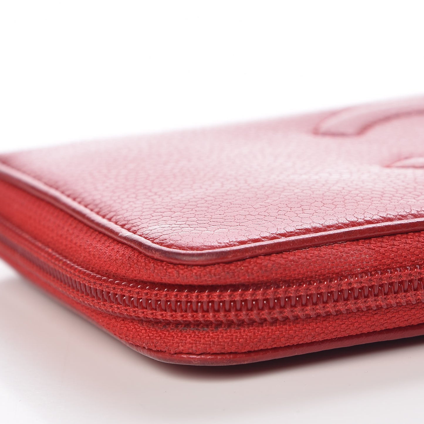 Caviar Large Timeless CC Zip Around Wallet Red