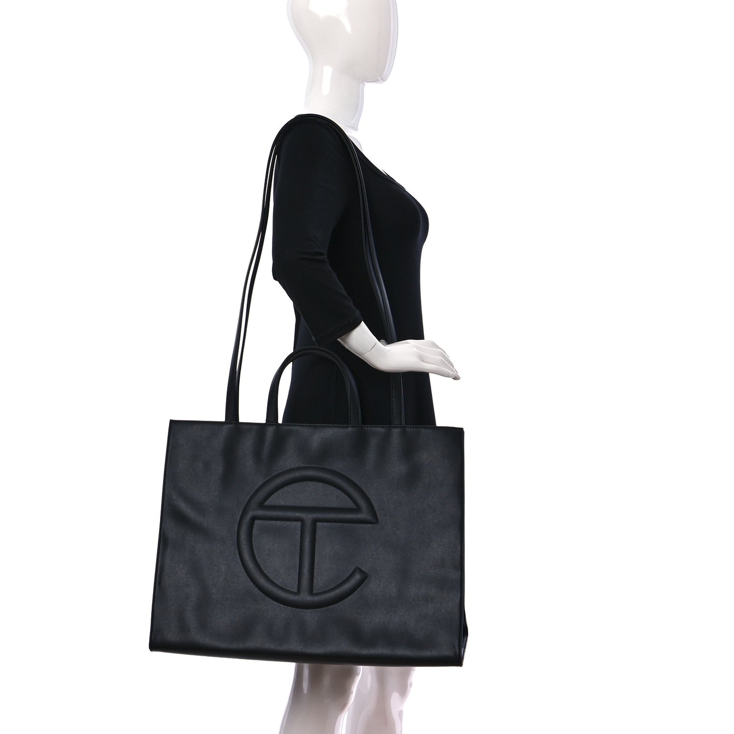 Vegan Leather Large Shopping Bag Black