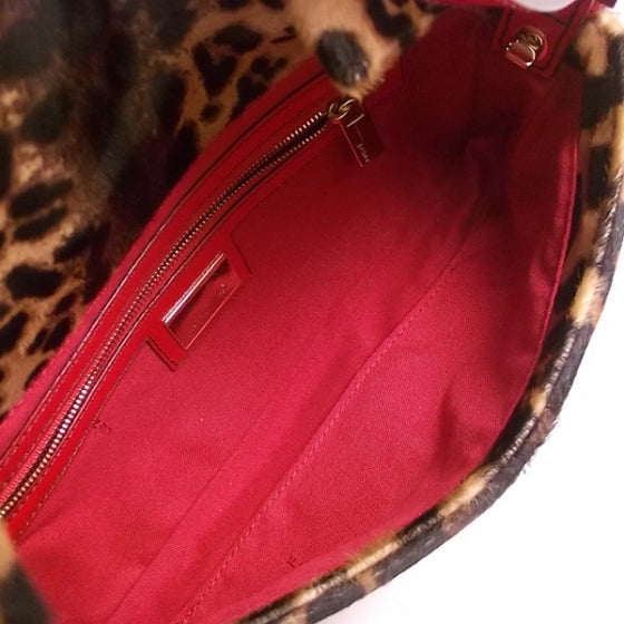 Fendi Calf Hair Leopard Print Baguette Red 5 of 12