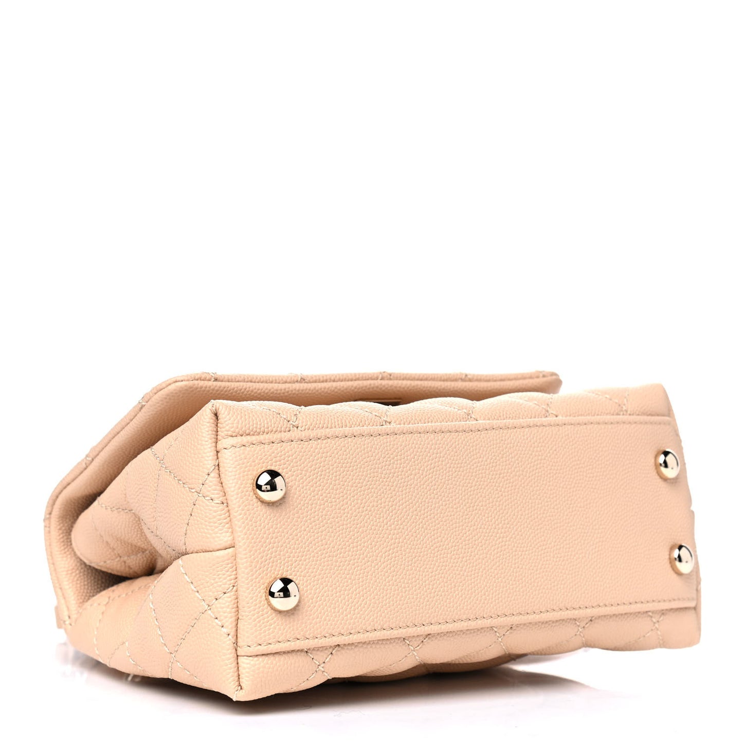 Caviar Lizard Embossed Quilted Extra Mini Coco Handle Flap Beige