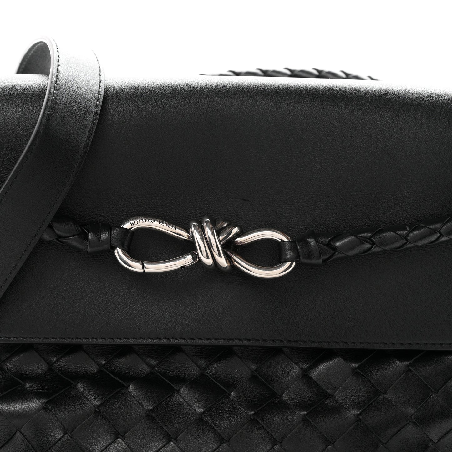 Calfskin Intrecciato Small Andiamo Messenger Bag Black