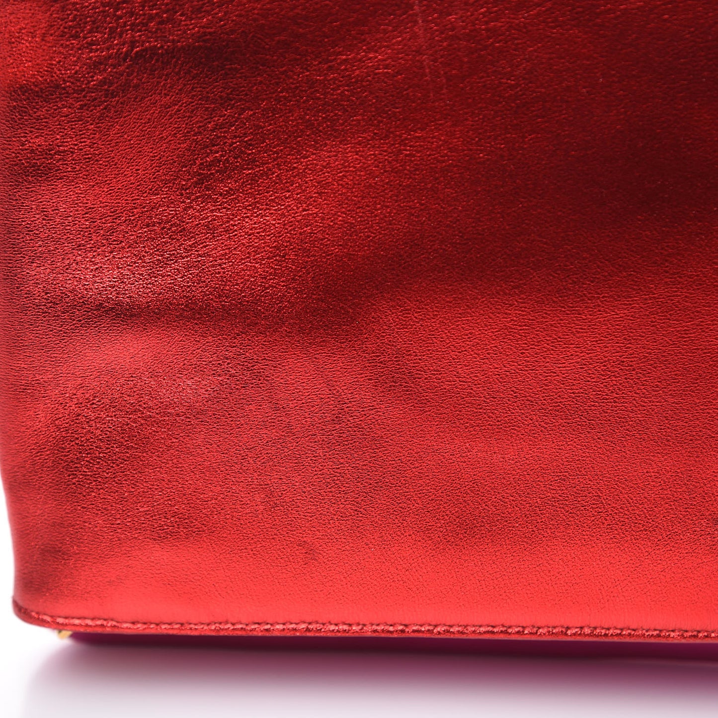 Metallic Smooth Calfskin Letters Fold-Over Clutch Red Fuchsia