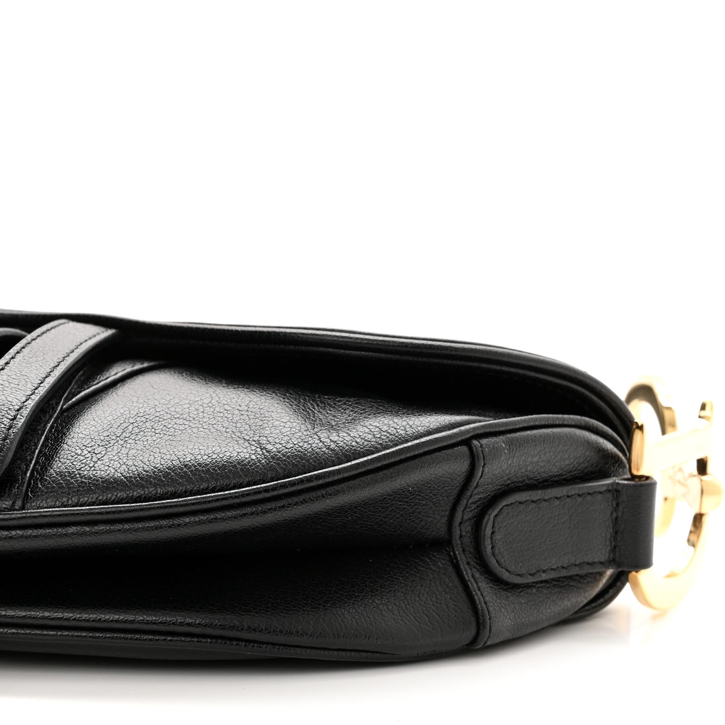 Shiny Goatskin Saddle Bag Black