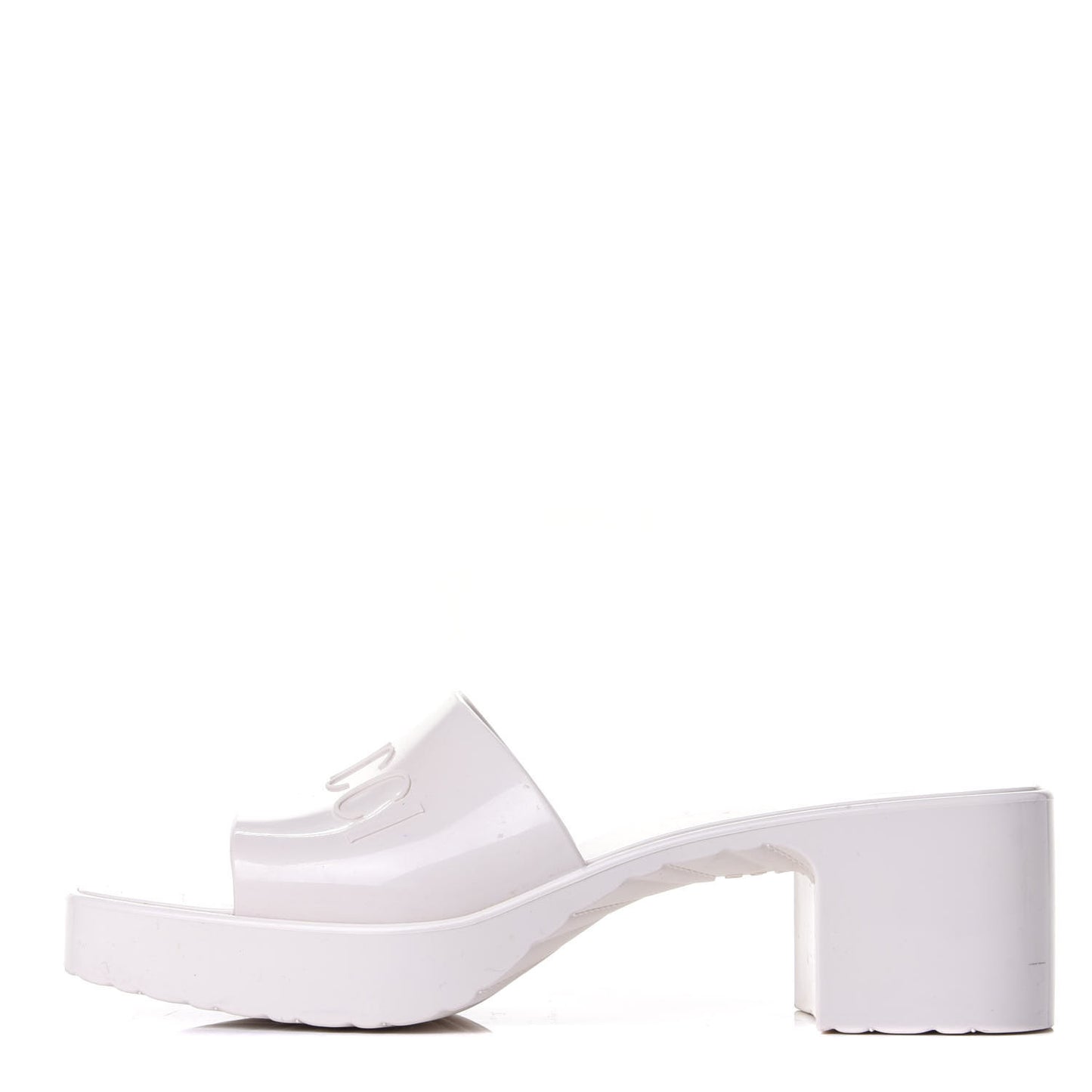 Rubber Gucci Logo Womens Platform 20/60mm Slide Sandals 37 Mystic White