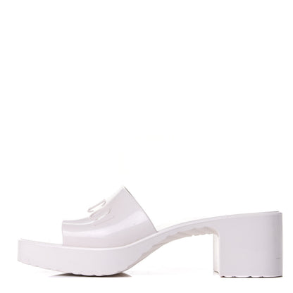 Gucci Rubber Gucci Logo Womens Platform 20/60mm Slide Sandals 37 Mystic White 1 of 11