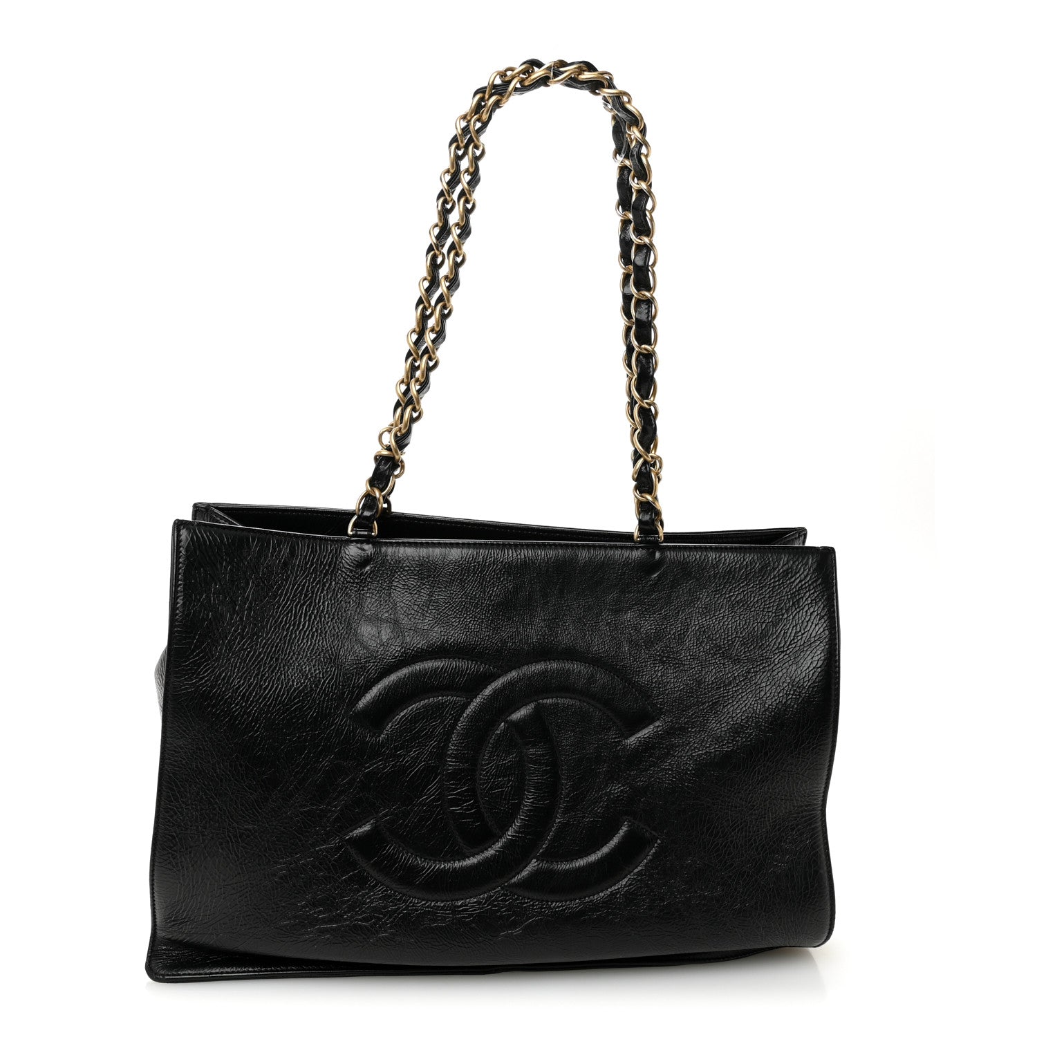 Chanel Shiny Aged Calfskin Shopping Bag Black 1 of 12
