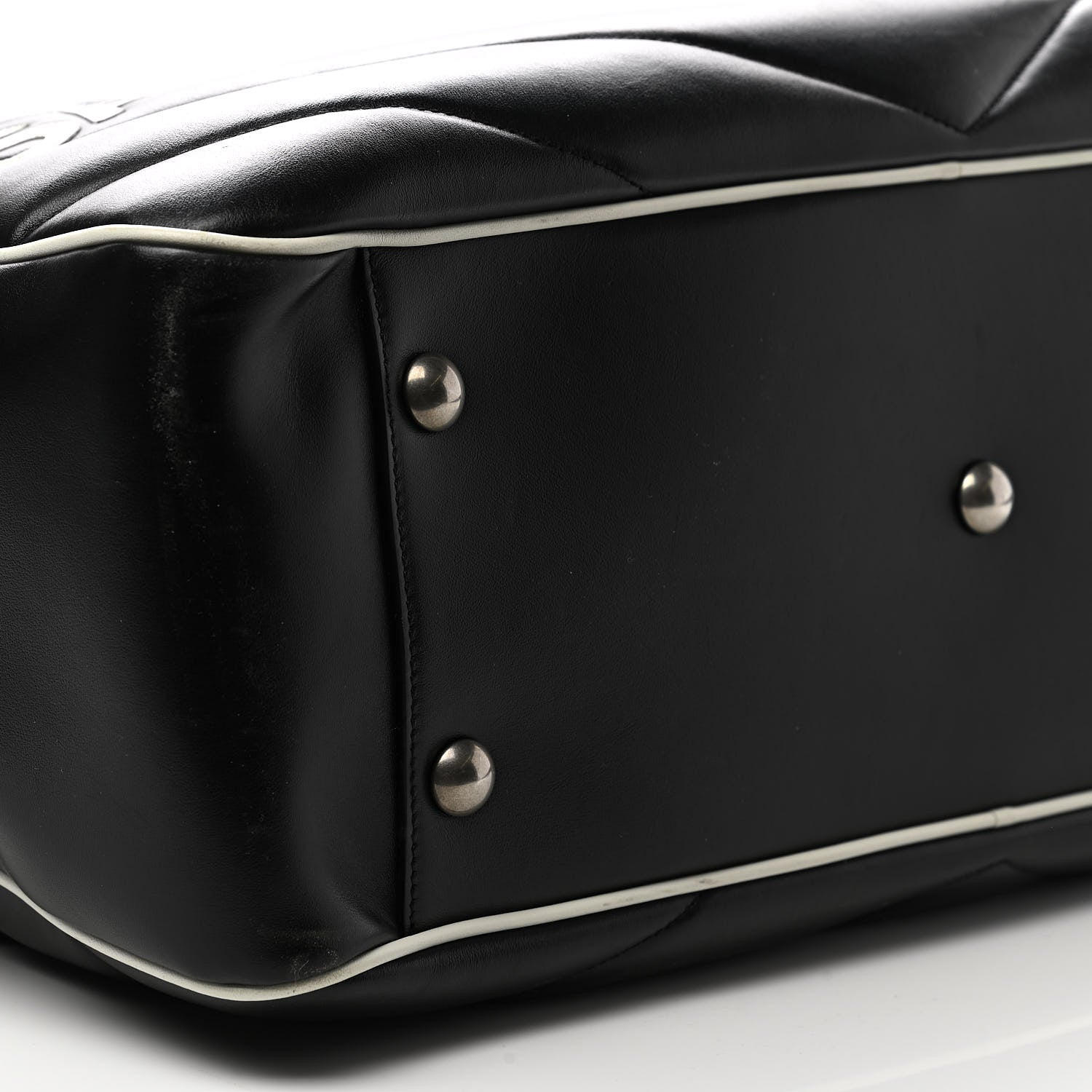 Saint Laurent Calfskin Medium Miles Logo Bowler Duffel Bag Black 9 of 10