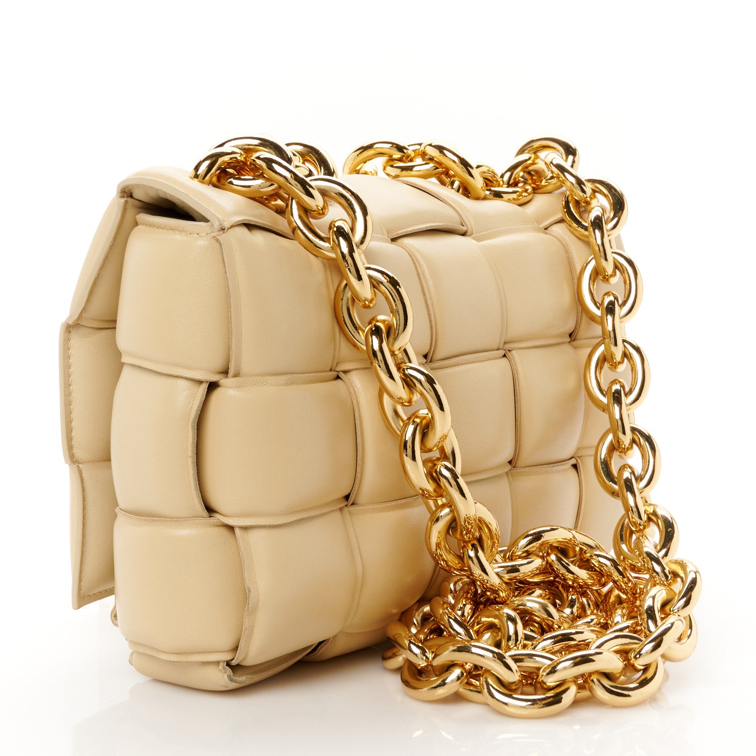 Bottega Veneta Lambskin Maxi Intreccio Padded Chain Cassette Crossbody Bag Porridge 3 of 12
