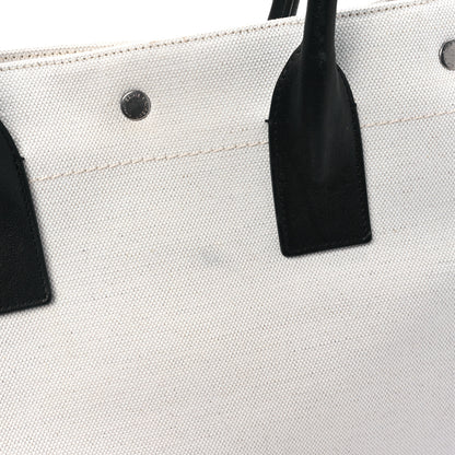 Saint Laurent Linen Calfskin Small Rive Gauche Tote Greggio Natural 13 of 13