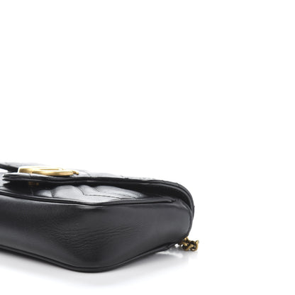 Gucci Calfskin Matelasse Super Mini GG Marmont Shoulder Bag Black 10 of 12
