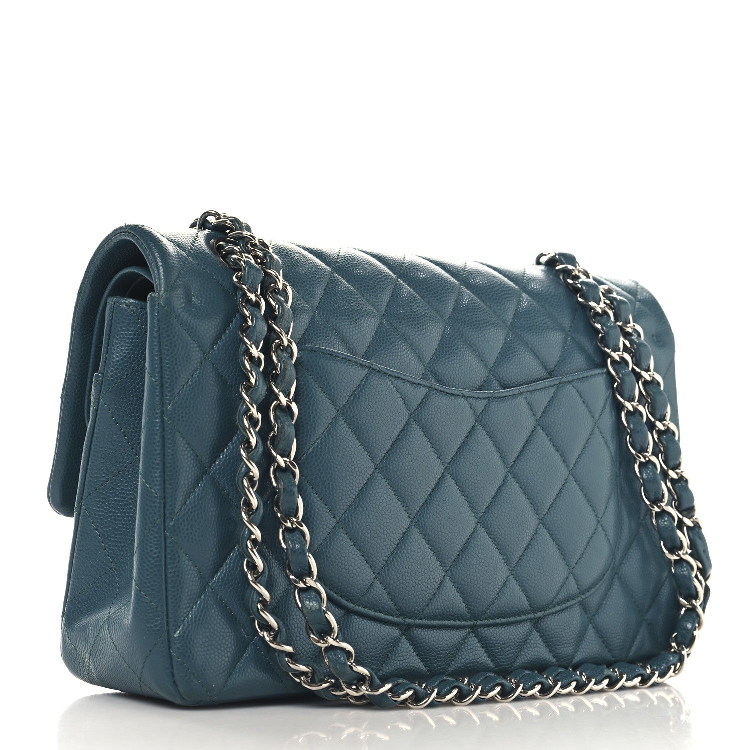 Chanel Caviar Quilted Medium Double Flap Turquoise 3 of 11