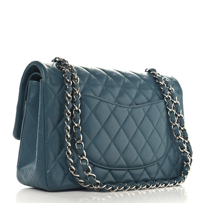 Chanel Caviar Quilted Medium Double Flap Turquoise 3 of 11
