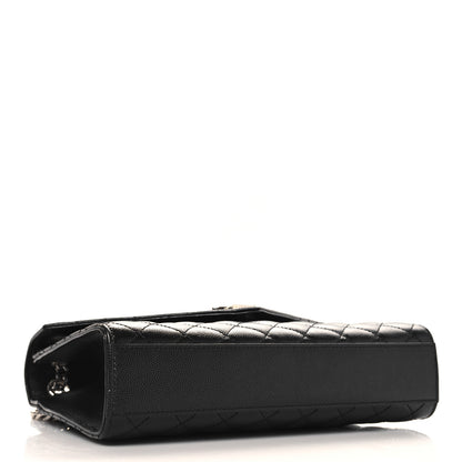 Saint Laurent Grain De Poudre Textured Mixed Matelasse Triquilt Medium Monogram Satchel Black 4 of 9