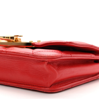 Chanel Lambskin Quilted Golden Class Wallet on Chain WOC Red 10 of 10