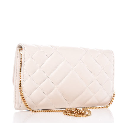 Versace Calfskin Icon Quilted Wallet On Chain Crossbody White 3 of 8