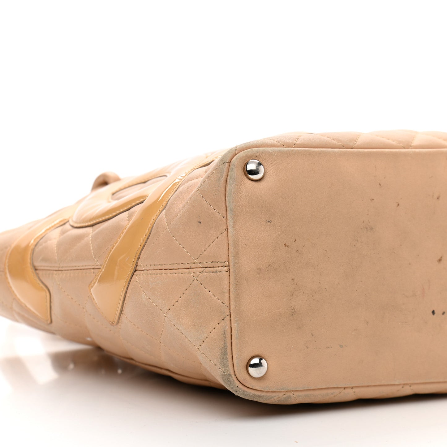 Calfskin Quilted Medium Cambon Tote Beige