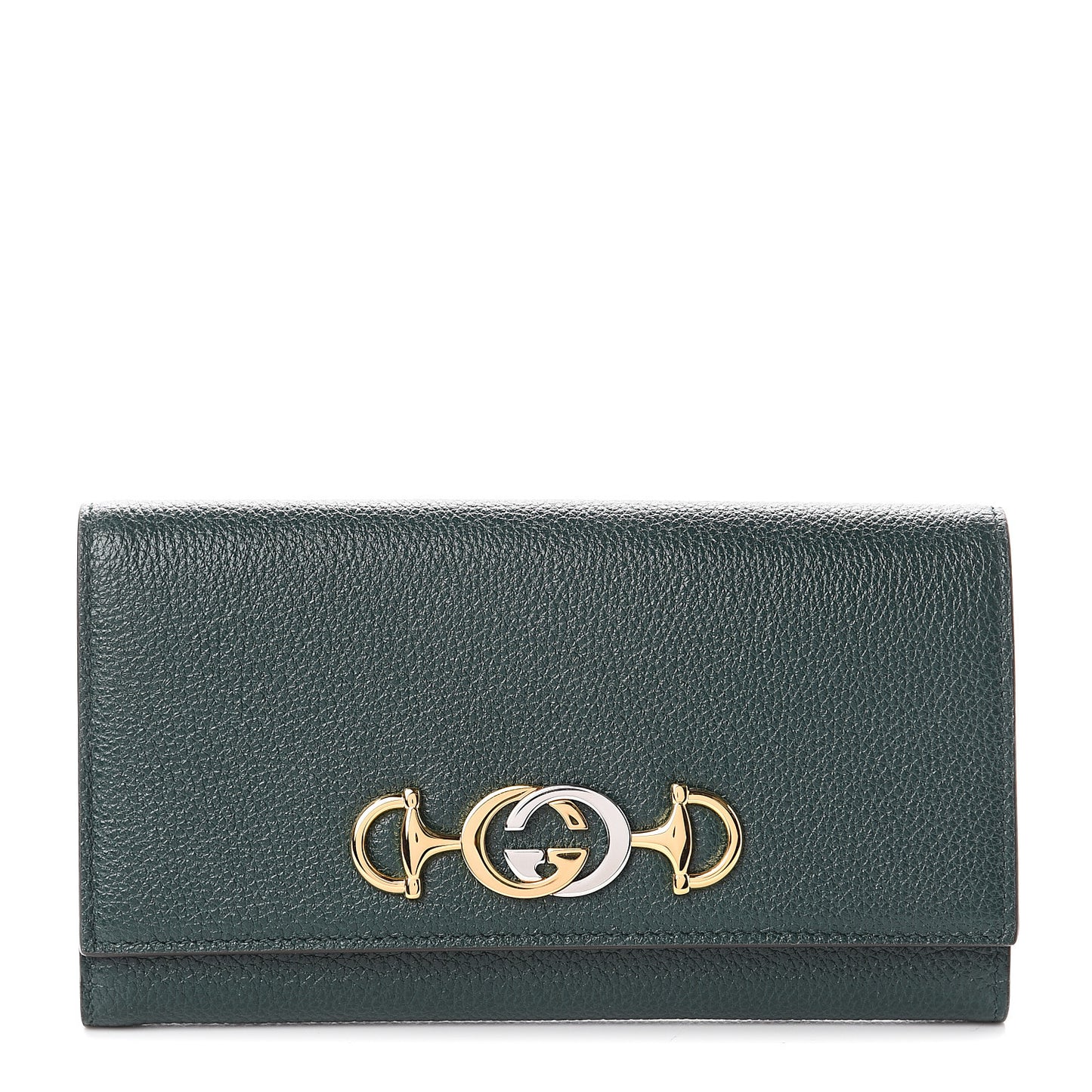 Grainy Calfskin Zumi Continental Wallet Vintage Green