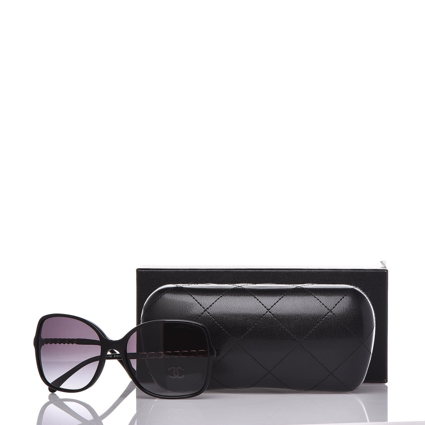 Lambskin Square Chain Sunglasses 5210-Q Black