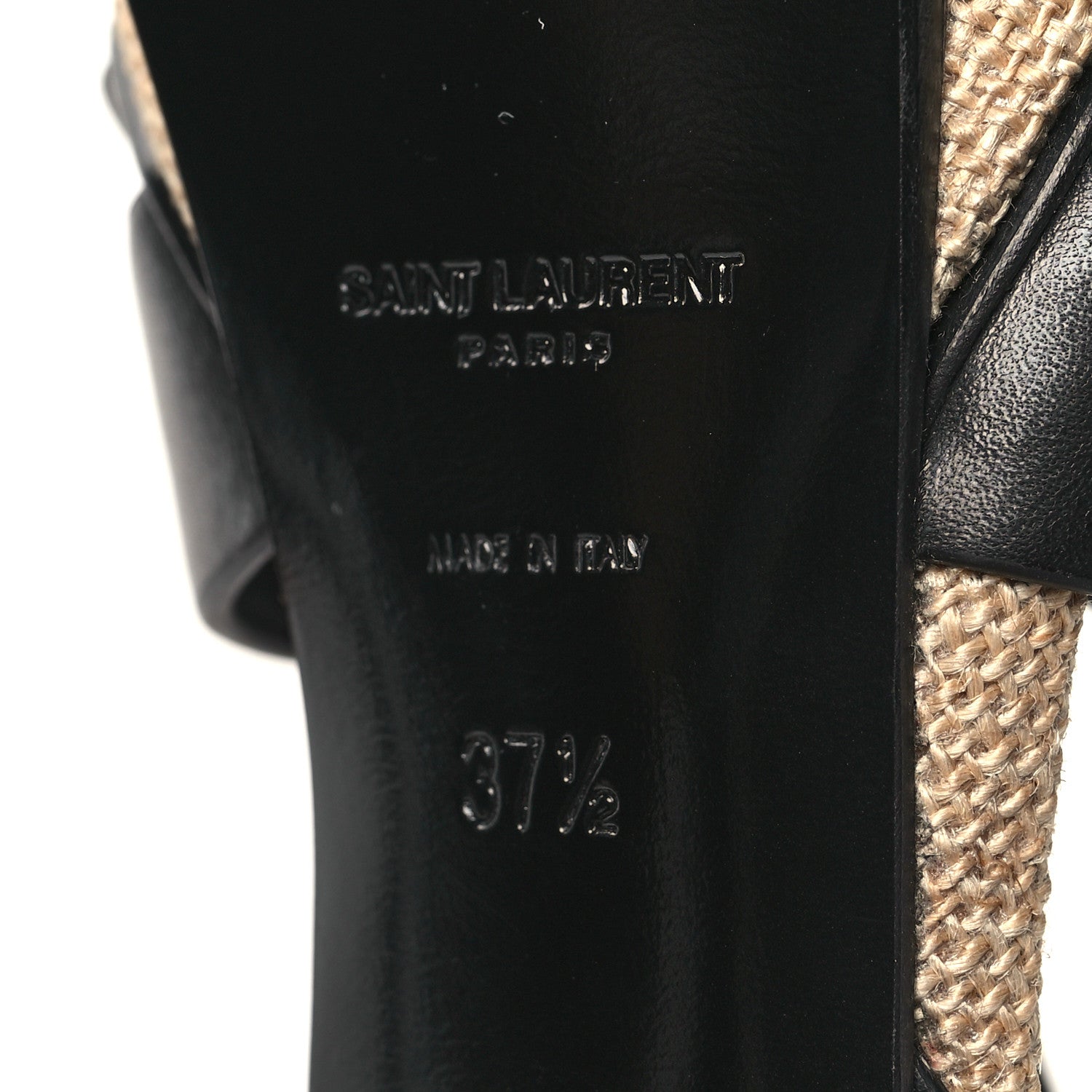 Saint Laurent Calfskin Canvas Tribute 105 Platform Sandals 37.5 Black 7 of 10