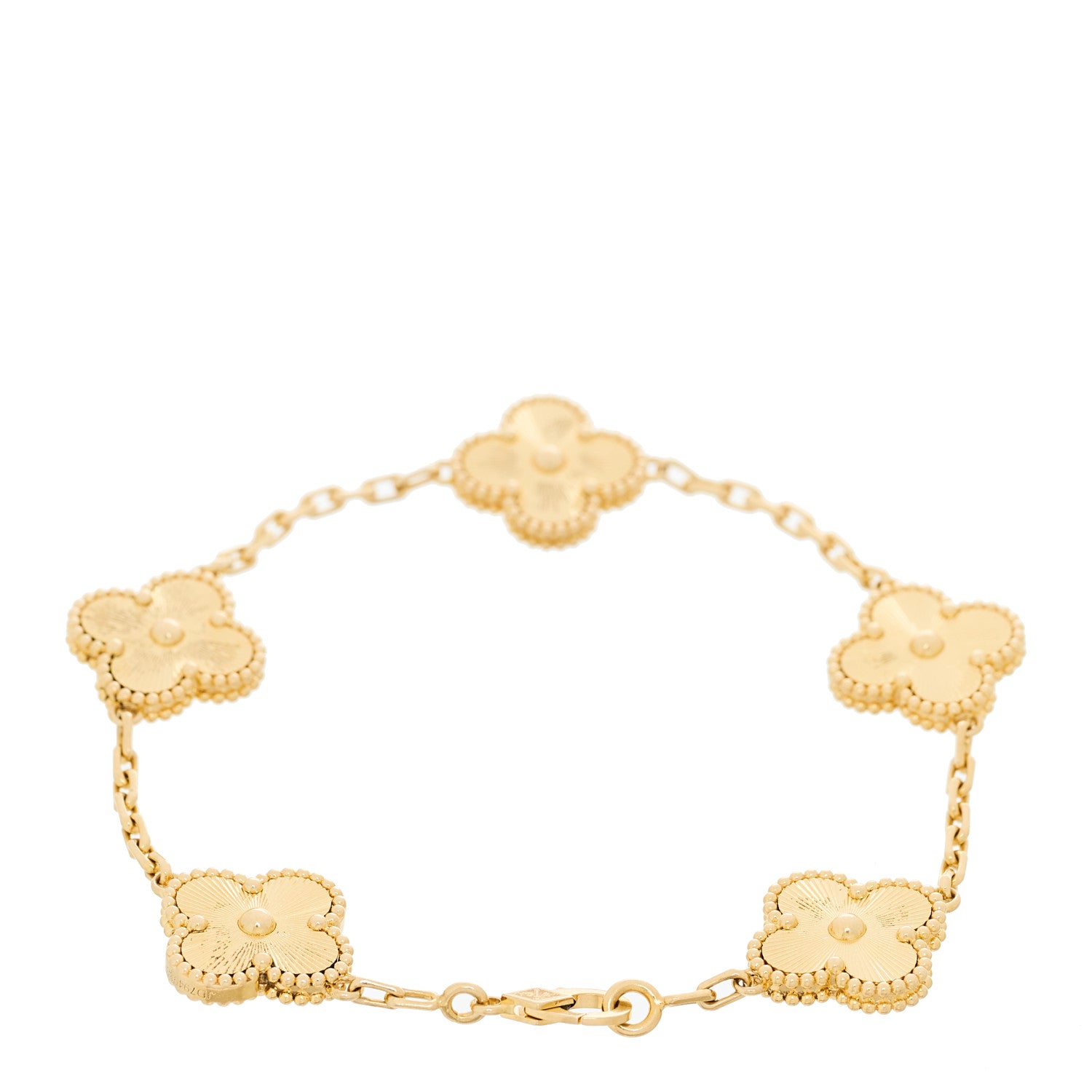 Van Cleef & Arpels 18K Yellow Gold 5 Motifs Guilloche Vintage Alhambra Bracelet 2 of 5