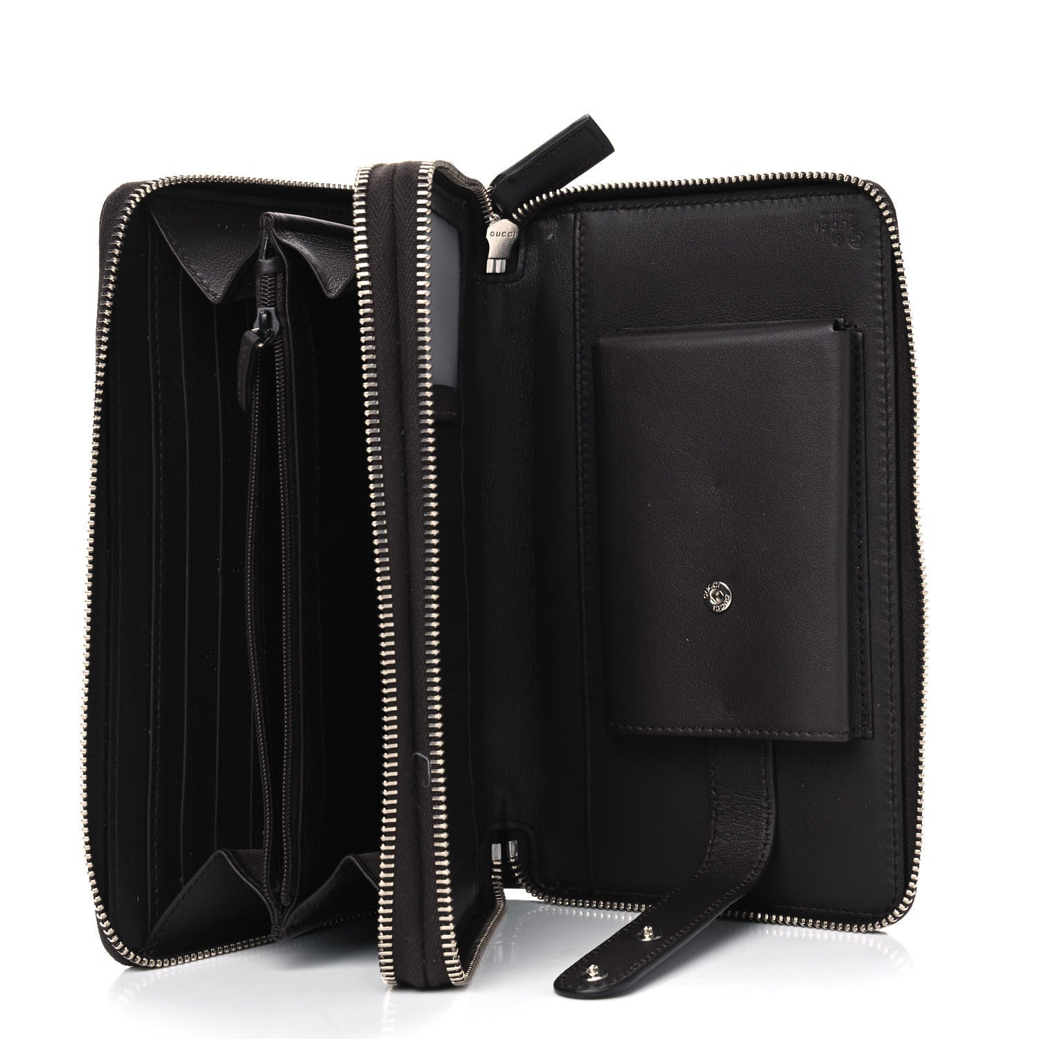 Gucci Soft Microguccissima Zip Around Top Handle Travel Wallet Carbon 4 of 4