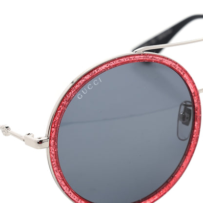 Gucci Metal Round Frame Glitter Sunglasses GG0061S Red 6 of 6
