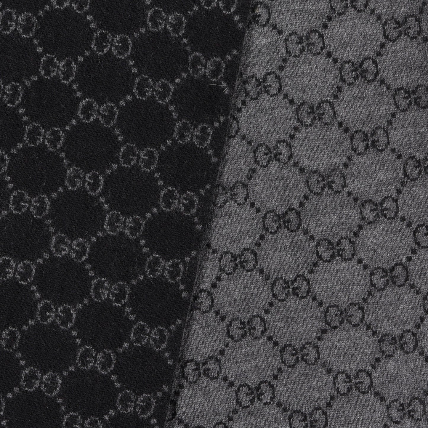 Wool Tricot GG Monogram Web Solange Scarf Black Medium Grey